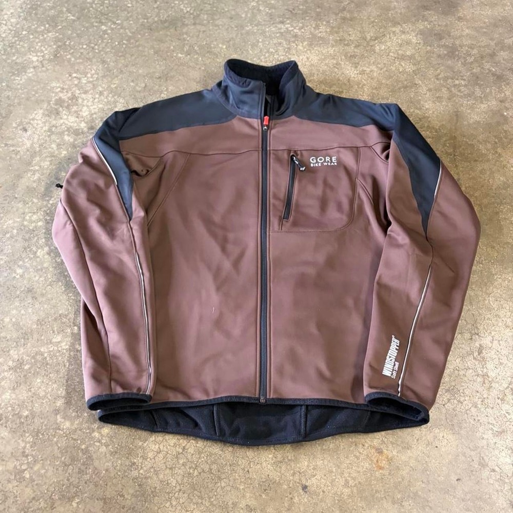 Gore Bike Wear Windstopper Soft Shell Jacket Mens Large Brown Black 2000s